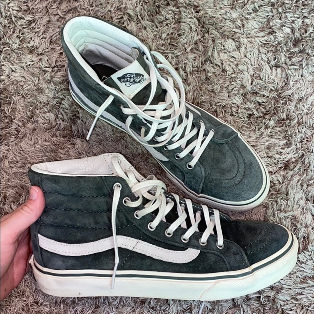 Suede green old skool high top vans